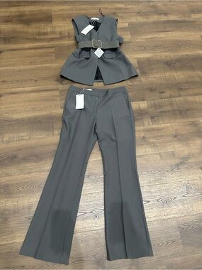 Zara Gray Sleeveless Pantsuit with Belt